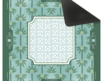 Palm Springs Mahjong Mat | Desert Chic Mahj Game Mat | Green Palm Tree Mahj Mat | Luxury Resort Inspired Accessories TRAVEL [Non-Neoprene]