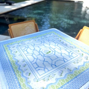 Hamptons Hydrangea Mahjong Mat | Blue & White Mahjong Mat | Coastal Mahjong Table Mat | Grandmillennial Mahjong Decor | House of Hydrangea