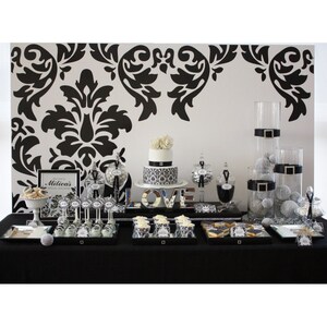 Chic Vintage Damask Bridal Shower - Black and White - Printable Customized Package
