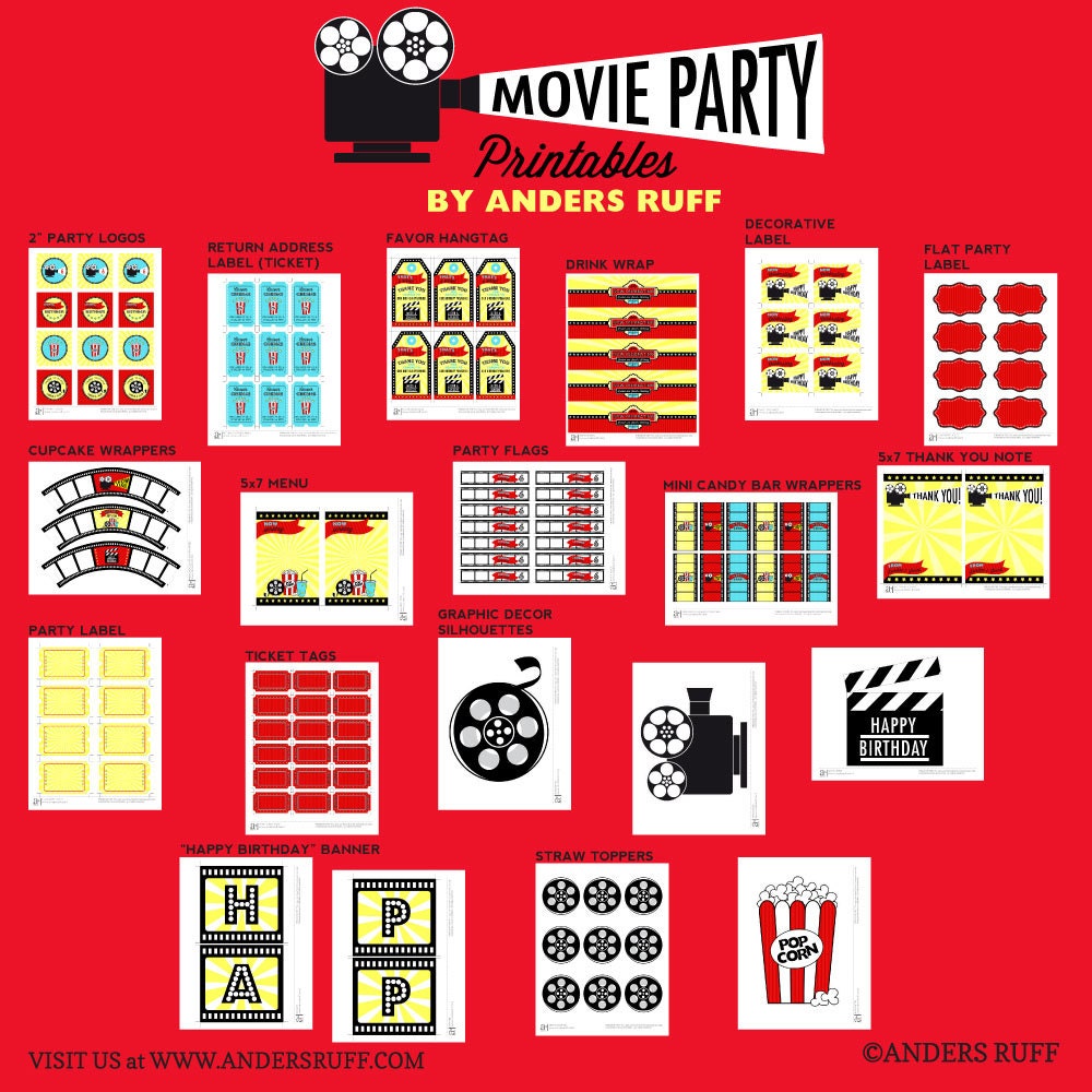 Movie Ticket Birthday Party Printable Customized Package - Etsy