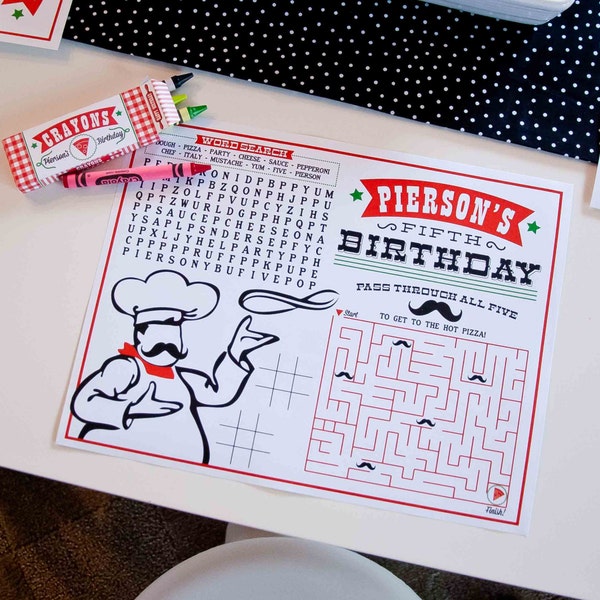 Pizzeria Pizza Party Coloring Activity Page - Printable Customized Sheet