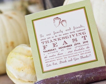 Fall Harvest Thanksgiving Holiday Dinner Invitation - Printable Customized Invitation