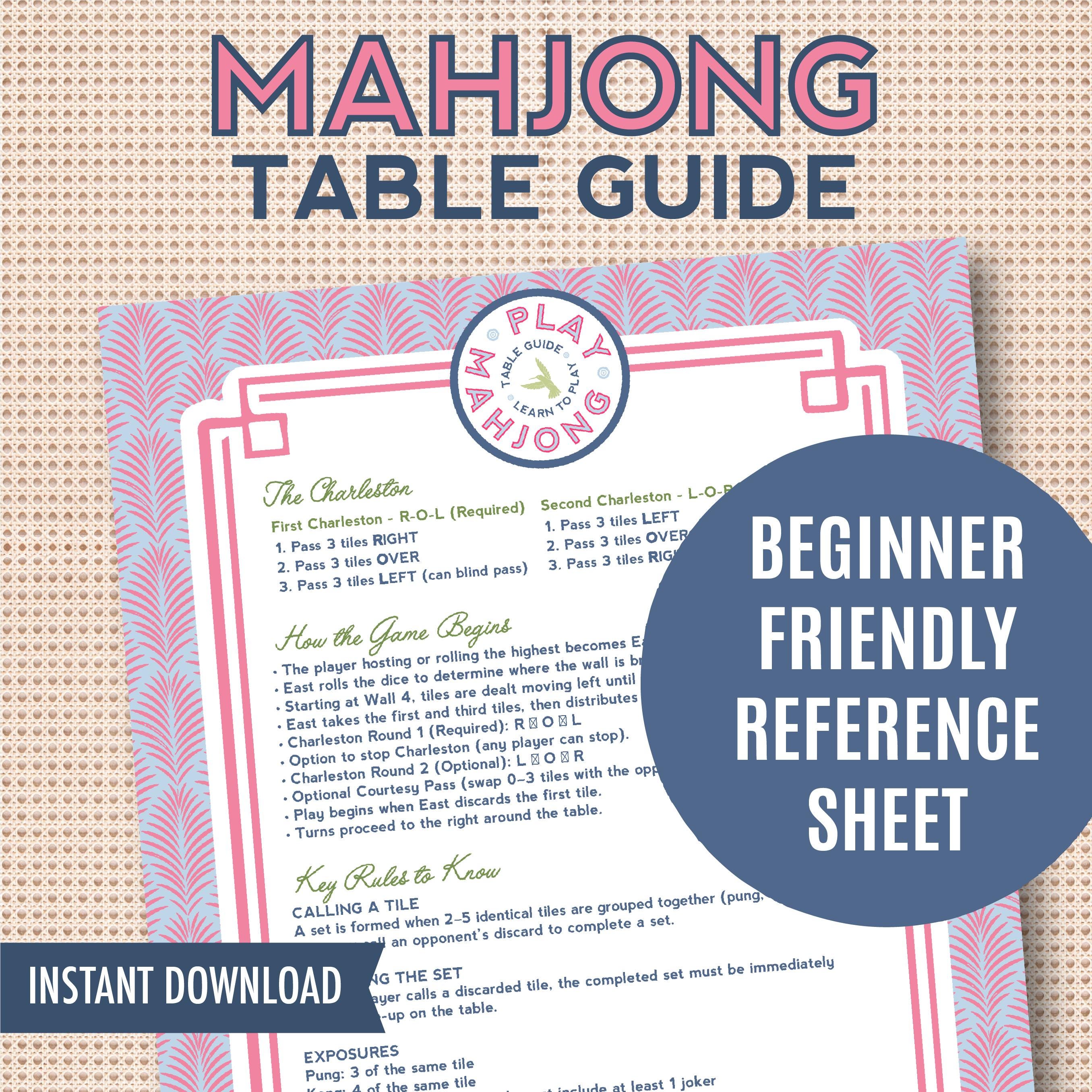 Mahjong Guide Mahjong Table Guide Cheat Sheet | Beginner Friendly Mahjong Reference ...