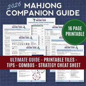 The Modern Mahjong Cheat Sheet | 16 Page Strategy Guide | Learn Patterns Hands & Gameplay Visual | Beginner Mahj Help | Mahjong Teacher Tool