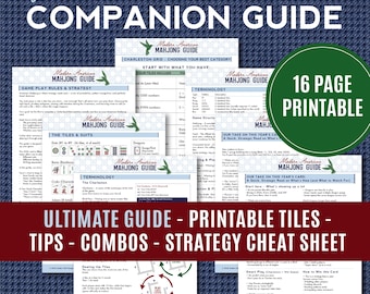 The Modern Mahjong Cheat Sheet | 16 Page Strategy Guide | Learn Patterns Hands & Gameplay Visual | Beginner Mahj Help | Mahjong Teacher Tool