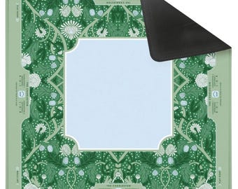 NEOPRENE Secret Garden Mahjong Mat | Green Floral Mahj Mat | Botanical Mahjong Table Mat | Grandmillennial | Elegant Garden Mat | 33"