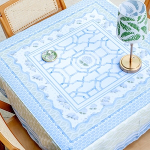 NEW NEOPRENE House of Hydrangea Mahjong Mat | Blue & White Mahjong | Coastal Table Mat | Grandmillennial Mahjong Decor | Hamptons Hydrangea image 1