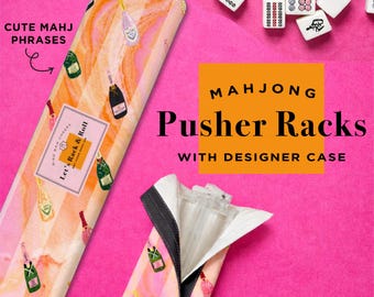Champagne & Mahj Mahjong Rack Set with Pushers | Acrylic Mahjong Racks | Mahjong Accessories | Mahjong Hostess Gift