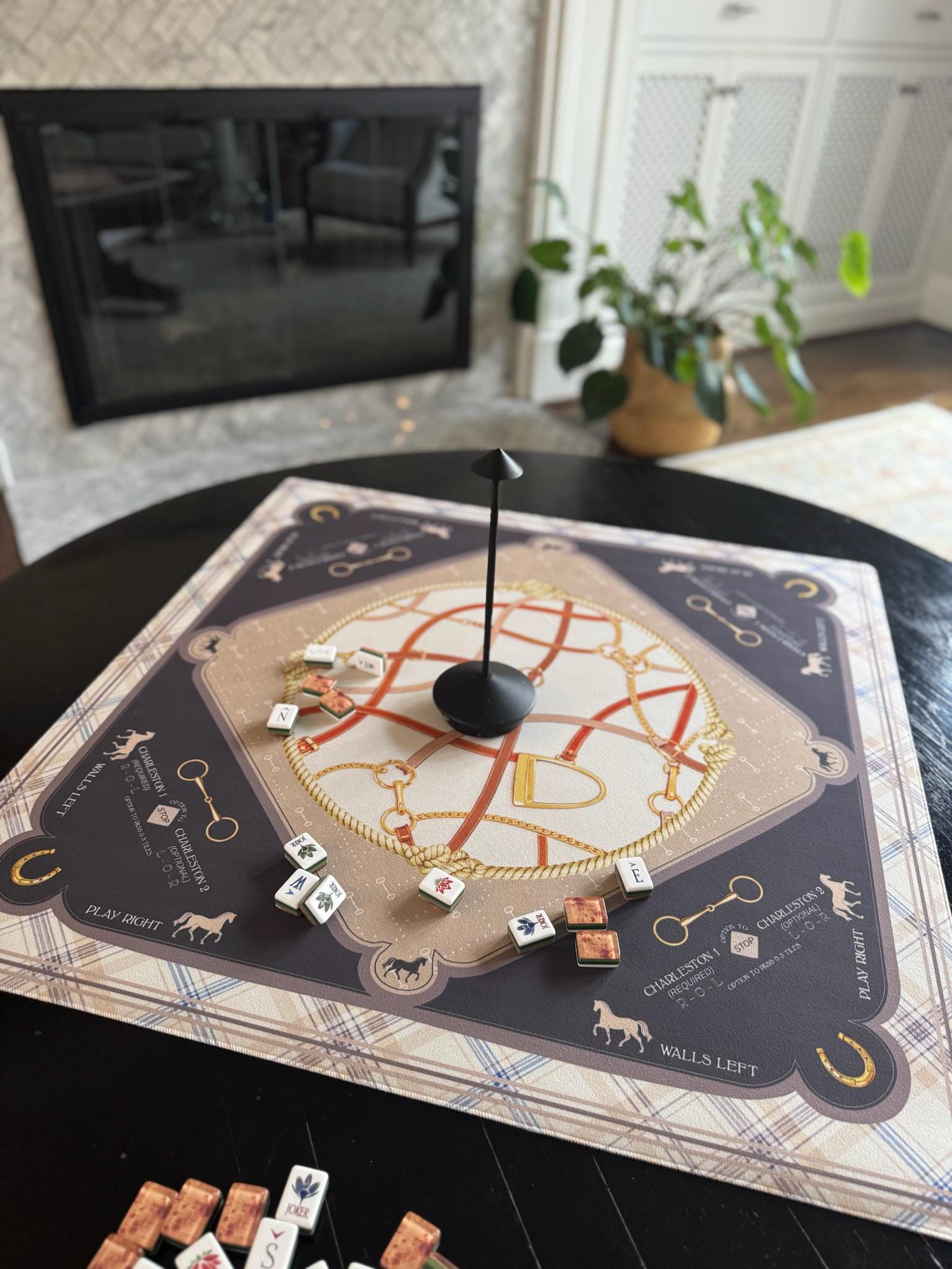 Saddles & Silk Mahjong Mat | Equestrian Mahjong Collection | Horse