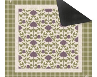 NEOPRENE Grove Collection Mahjong Mat | Moss Green Mahjong Mat | Botanical | Luxury Neoprene Mahj Playing Mat | Gift for Mahjong Players 33"