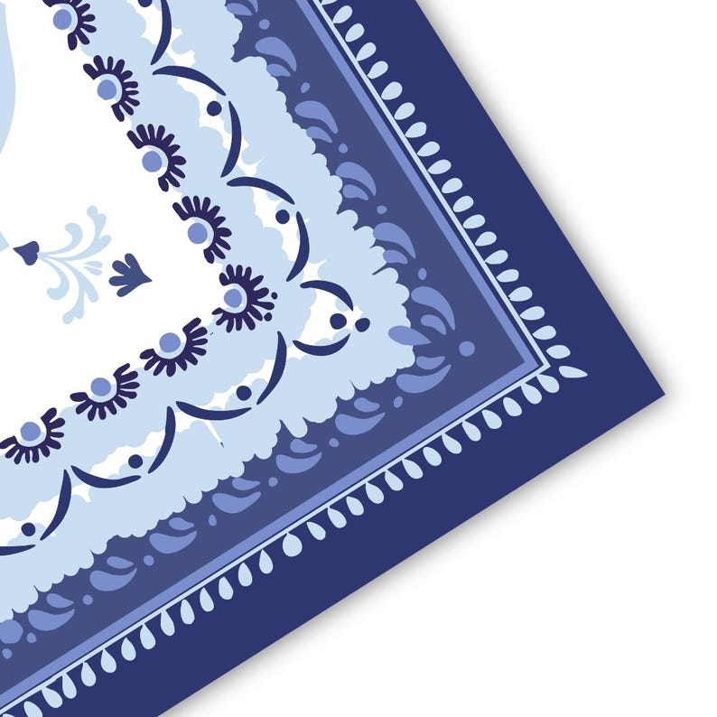 Mahj on the Mediterranean Mahjong Mat | Blue & White Mahjong Mat | Amalfi Tile Coastal Design | Italian | Amalfi Coast Mahj [Non-Neoprene] image 2