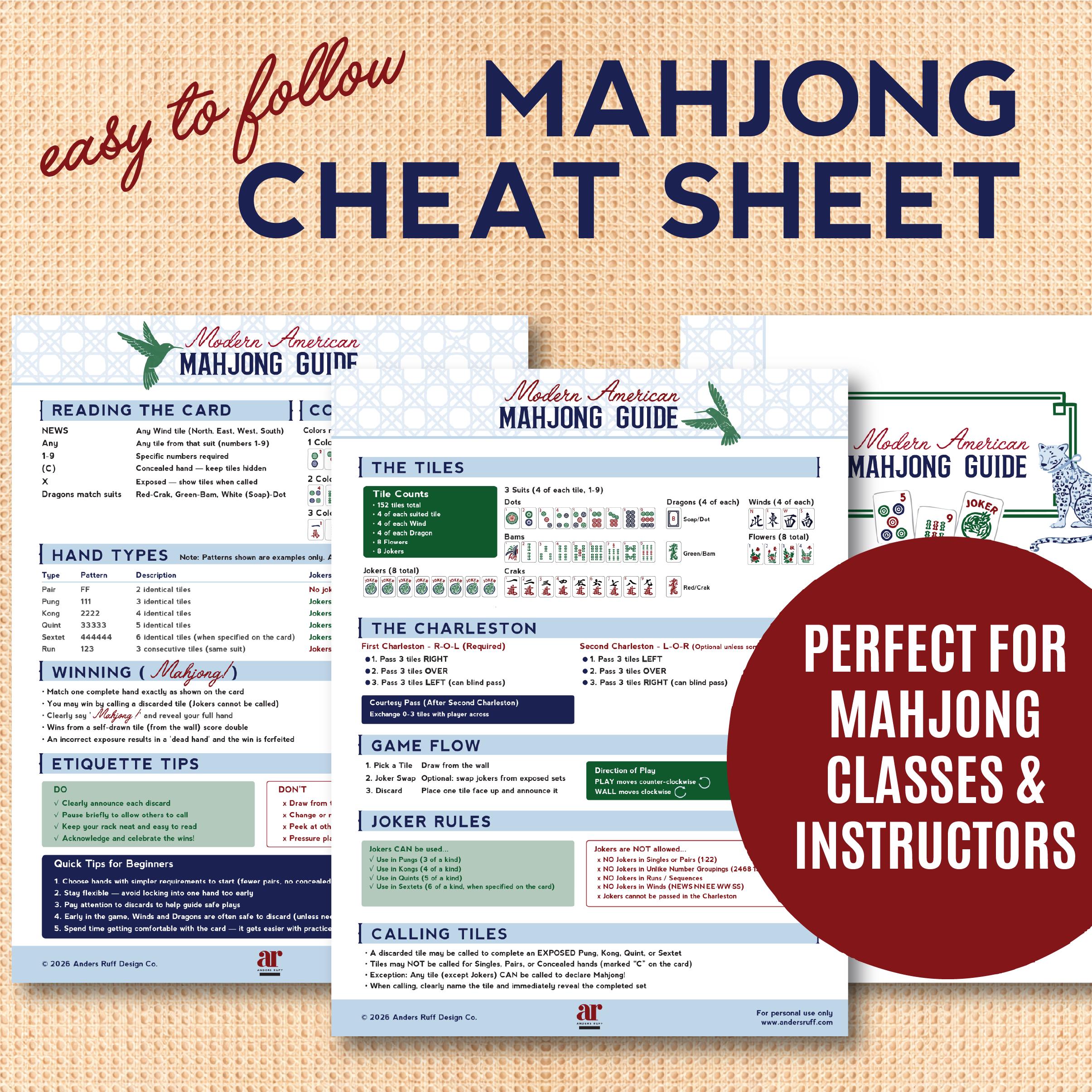 Mahjong Guide Mahjong Teaching Guide for Instructors | Beginner Friendly Mahjong ...