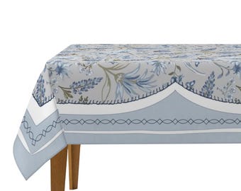 Bluebonnet Trails Tablecloth | Dusty Blue Floral Table Cover | Mahjong Tablecloth | Texas Western| 54” Square