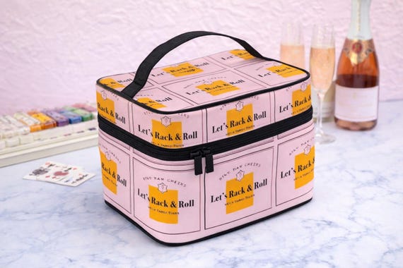 Mahjong Tile Tote Storage Bag | Let’s Rack & Roll Champagne Mahjong Organizer