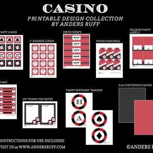 Casino Poker Vegas Birthday - Red, Pink or Blue - Printable Customized Package