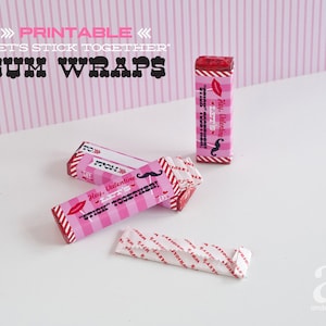 Pacote de embalagem de goma de mascar para impressão do Sr. e da Srta. Mustache Valentines Day - Coleção DIY para impressão