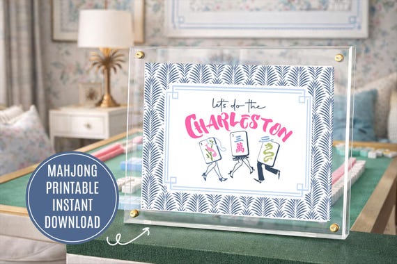 Charleston Mahjong Printable Sign | “Let’s Do the Charleston” Mahjong Art | Palm Beach Mahjong Party Decor | Mahjong Table Party Sign