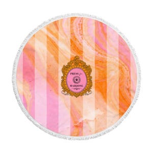 Press for Mahjong Round Beach Towel | Mahjong Travel Mat | Mahjong Beach Blanket | Mahjong Lover Gift | Mahjong Girls Trip Towel | 60" Round image 2