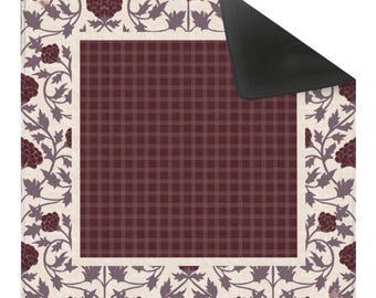 NEOPRENE Grove Collection Burgundy Mahjong Mat | Burgundy Botanical | Luxury Neoprene Mahj Playing Mat | Floral | Gift for Mahjong | 33"