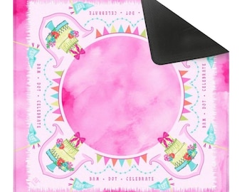 NEOPRENE A Mahjong Soirée Mat – Pink Celebration Mahjong Mat | Birthday, Bridal Shower, Girls Night Mahjong Table Decor | Mahj Gift