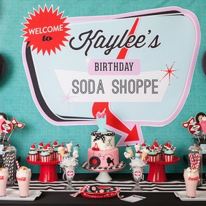 Retro Soda Shoppe 50er Diner Geburtstagsparty - Paket zum Ausdrucken