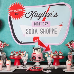 Retro Soda Shoppe 50s Diner Birthday Party - Printable Customized Package