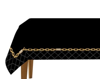 Eau de Mahj Tablecloth | Chic Mahjong Table Decor | Luxury Pink Floral, Black Lattice or Polka Dot Designs | Mahjong Party Tablecloth