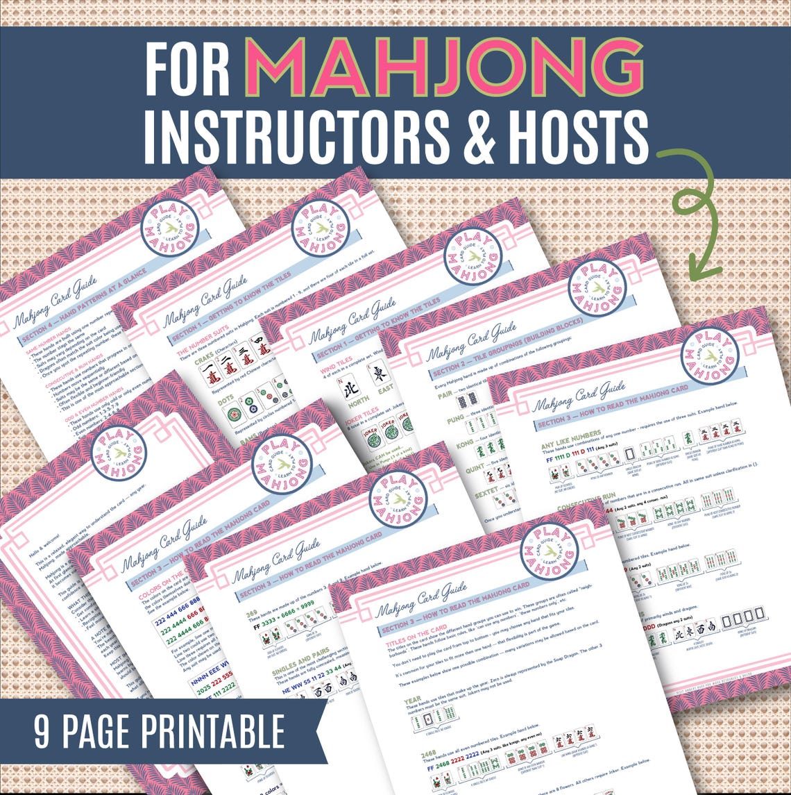 Typical Mahjong Card Example Mahjong Card Guide for Instructors & Hosts | How to Read the Mahjong ...