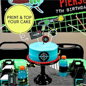 Laser Tag Printable Cake Toppers | Personalized Birthday Party Decorations | DIY Gaming Theme Cutouts | Canva Printables Instant Download