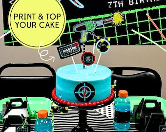 Laser Tag Printable Cake Toppers | Personalized Birthday Party Decorations | DIY Gaming Theme Cutouts | Canva Printables Instant Download
