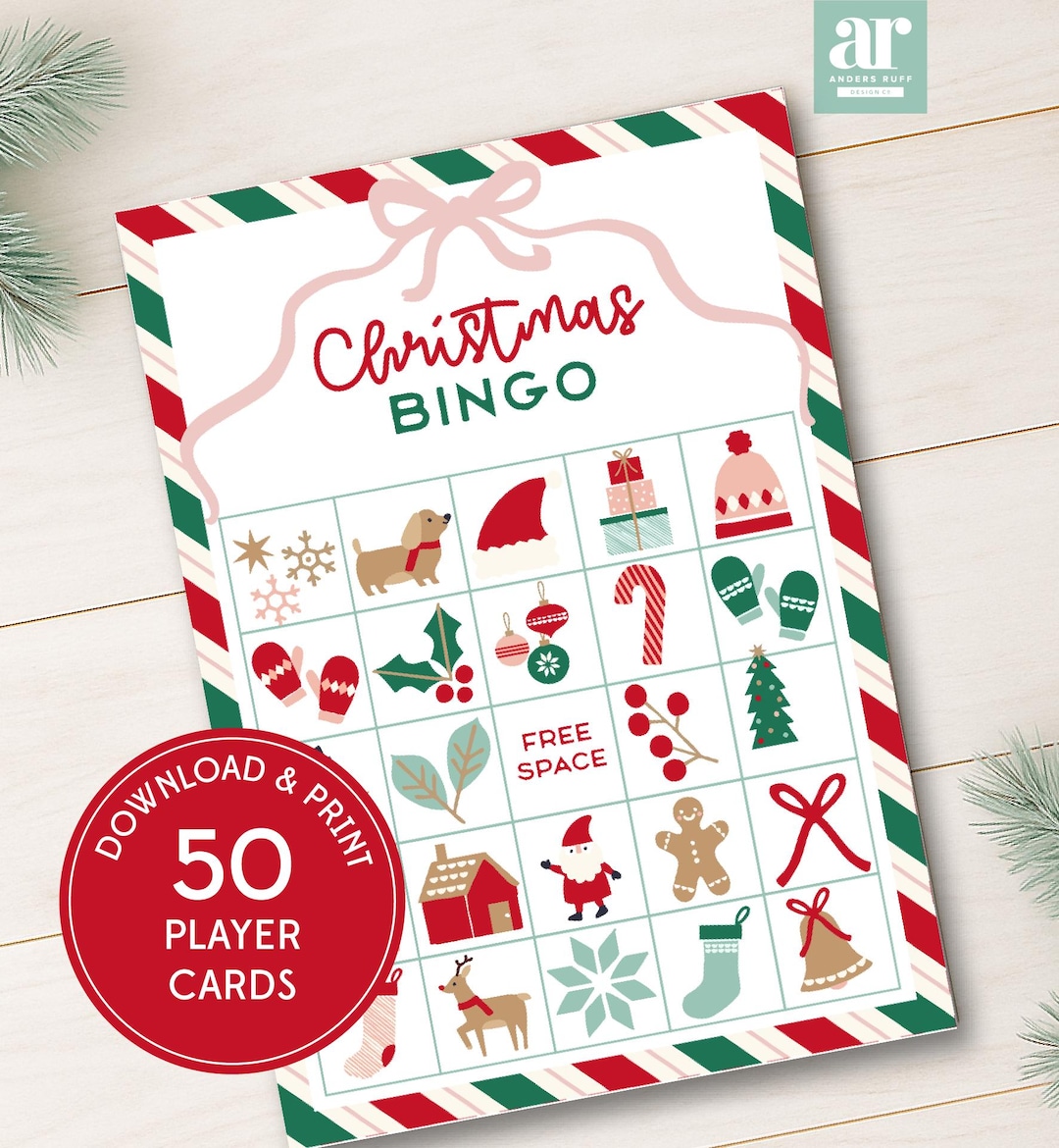 50 Christmas Bingo Game Printable Activity | Vintage Holiday Party Game ...