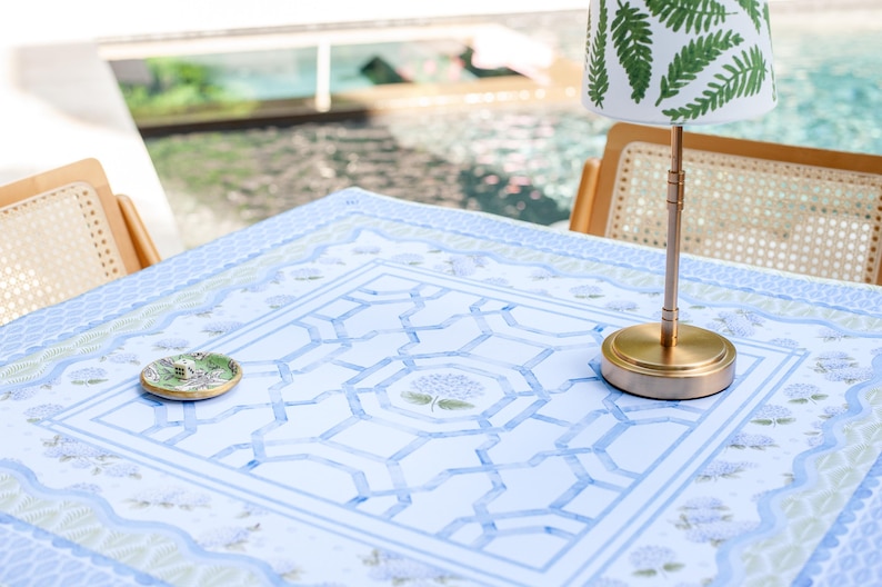 NEW NEOPRENE House of Hydrangea Mahjong Mat | Blue & White Mahjong | Coastal Table Mat | Grandmillennial Mahjong Decor | Hamptons Hydrangea image 6