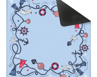 Coastal Charm Mahjong Mat | Lake House Mahjong Mat | Nautical Beach House Game Night | Preppy Coastal Mahjong Mat | TRAVEL [Non-Neoprene]