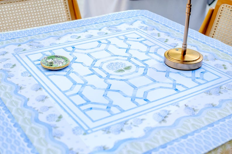 NEW NEOPRENE House of Hydrangea Mahjong Mat | Blue & White Mahjong | Coastal Table Mat | Grandmillennial Mahjong Decor | Hamptons Hydrangea image 5