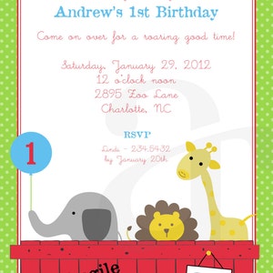 Zoo Invitation Animals Dear Zoo Invitation Giraffe Elephant Lion Birthday Party - Printable Customized Invitation