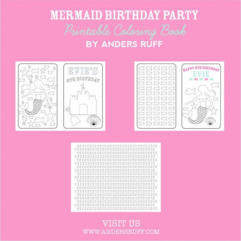 Mermaid Under the Sea Coloring Book Printable Customized - Etsy