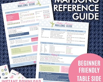 Learn American Mahjong for Beginners | Easy Mahj Cheat Sheet | Mahjong Cheat Sheet Reference | Tiles, Rules, Charleston, Jokers Printable