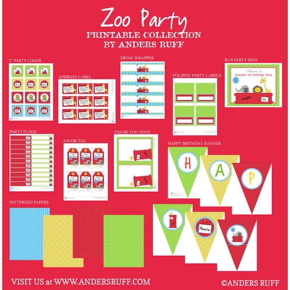 dear zoo animals birthday party printable collection etsy