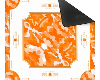 Tapete de Mahjong Naranja y Blanco / Tapete de Mesa de Mahjong Preppy para Día de Juego / Configuración Moderna de Mesa de Mahjong / Tapete de Mahjong de Diseño / Sin Neopreno