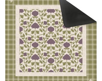 Grove Collection Mahjong Mat | Moss Green Mahjong Mat | Botanical | Luxury Neoprene Mahj Playing Mat | Mahjong Gift | TRAVEL | Non-Neoprene