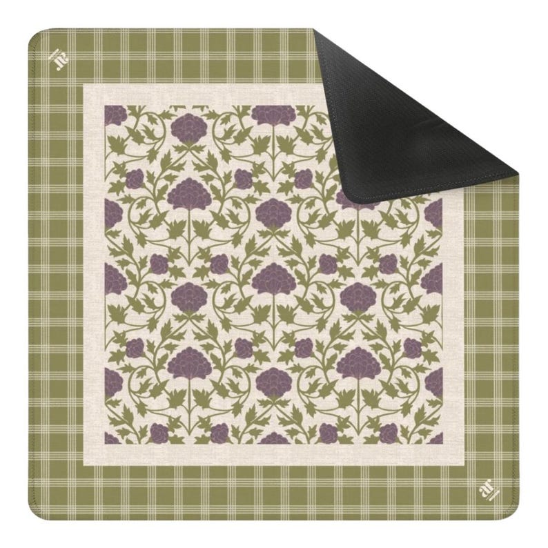 Grove Collection Mahjong Mat | Moss Green Mahjong Mat | Botanical | Luxury Neoprene Mahj Playing Mat | Mahjong Gift | TRAVEL | Non-Neoprene image 1