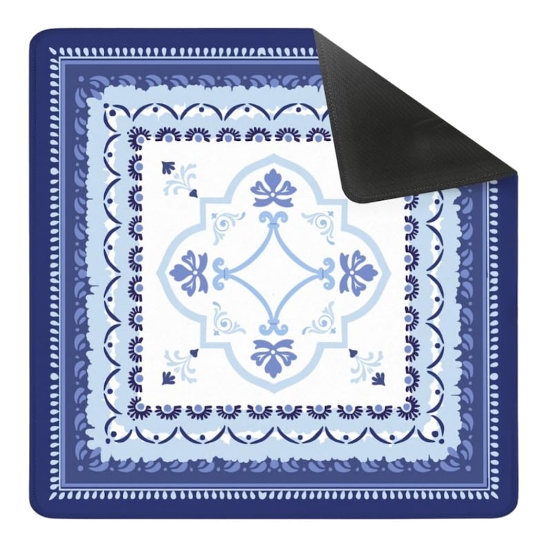 Mahj on the Mediterranean Mahjong Mat | Blue & White Mahjong Mat | Amalfi Tile Coastal Design | Italian | Amalfi Coast Mahj [Non-Neoprene] image 1
