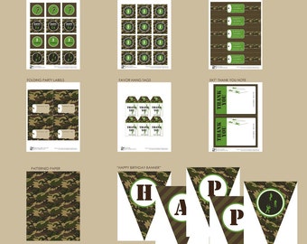 Army Camo Camouflage Armed Forces Boot Camp Scavenger Hunt Boy Ropes Course Birthday - Printable Customized Package