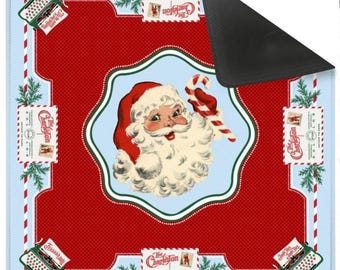 NEOPRENE Santa’s Mahjong Mail Mahjong Mat – Holiday Collection | Vintage Christmas Mahjong Mat | Retro Santa Game Table Mat | Festive Decor