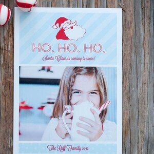 Cartão de Natal com foto do Papai Noel Ho Ho Ho - Cartão personalizado para impressão