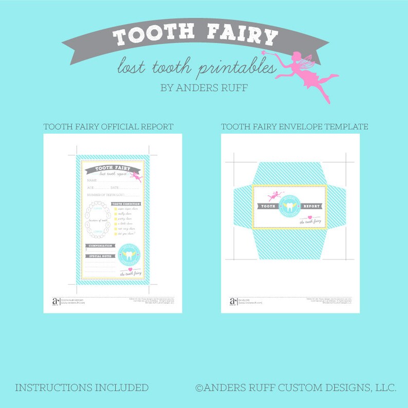 tooth fairy printable certificate and envelope printable