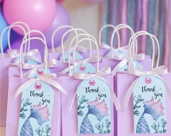 Mermaid Under the Sea Birthday Party Printables | Editable Canva Template | Mermaid Party | Banner, Drink Labels, Cupcake Toppers, Favor Tag