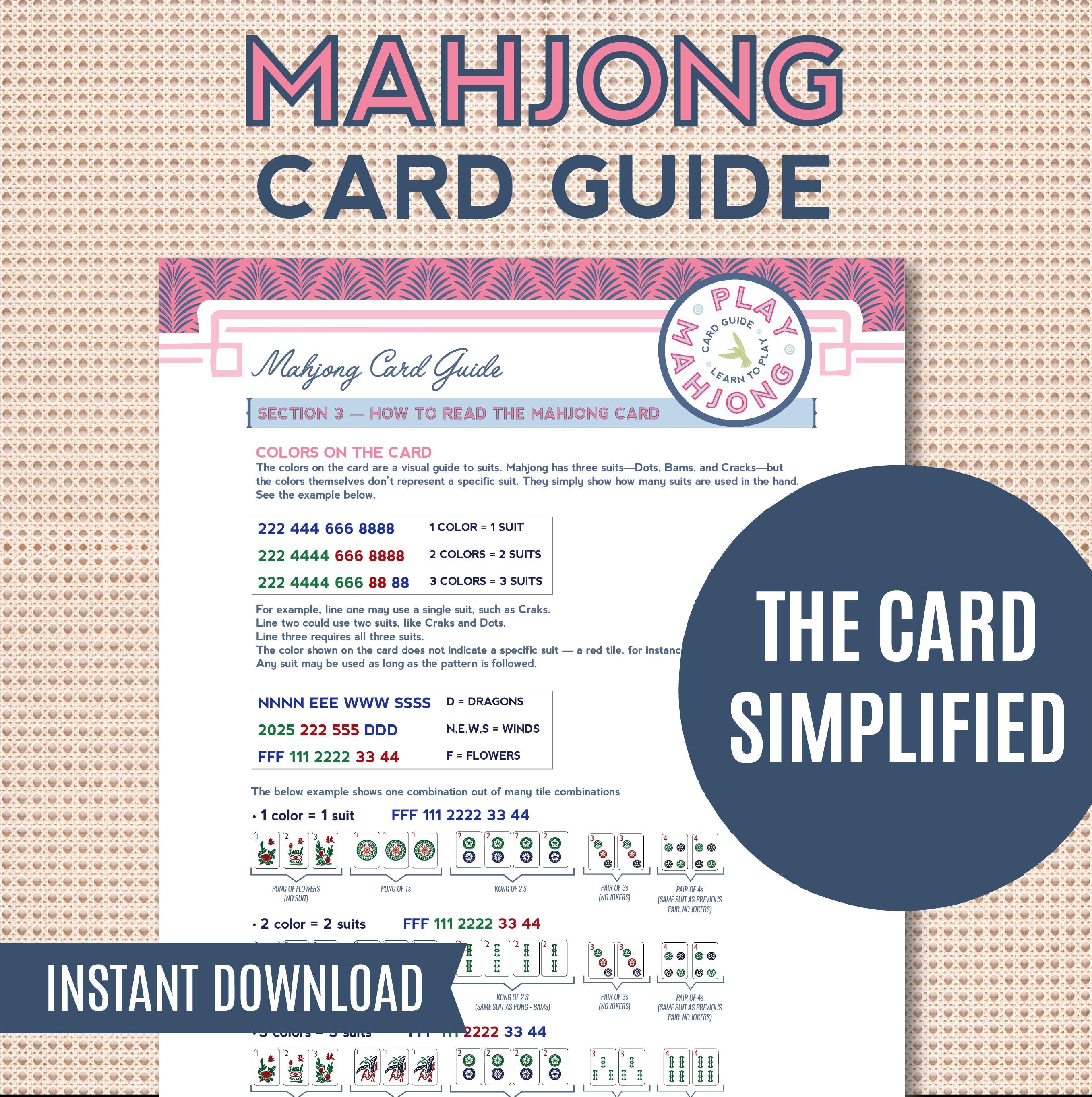 Mahjong Rules.pdf Mahjong Complete Bundle Printable | Table Guide, Strategy Guide & Card ...