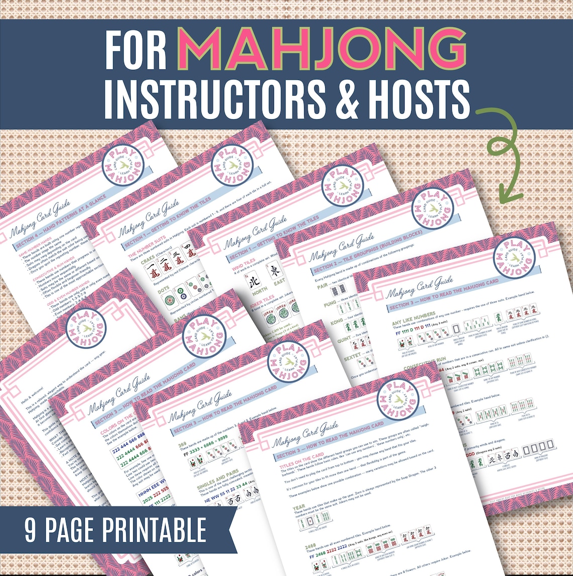 Mahjong Rules.pdf Mahjong Complete Bundle Printable | Table Guide, Strategy Guide & Card ...