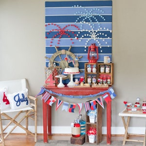 Nautical 4th of July Flags Fireworks Banner Party Printables Printable DIY Collection image 3